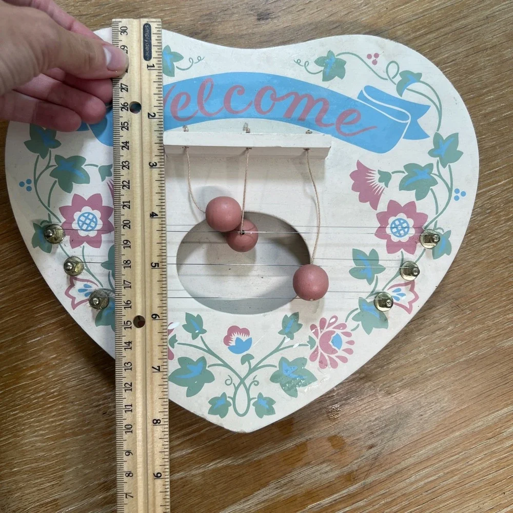 Vintage Avon Heart Shaped Wooden Welcome Door Harp Cottagecore Grandmacore Cute